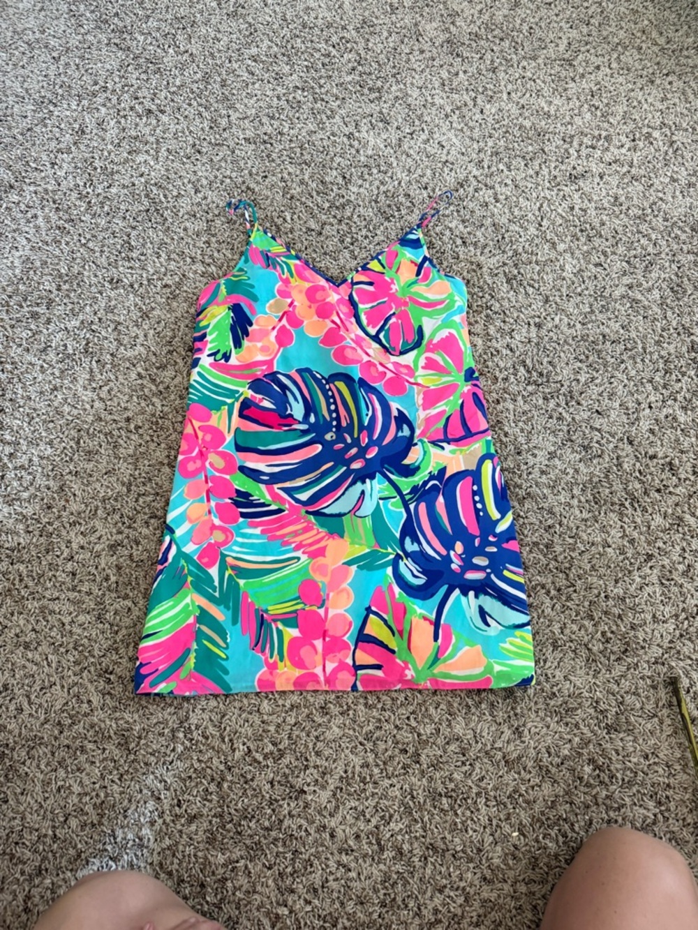 Lilly Pulitzer Turquoise, Pink & Navy Tropical Print Tank Dress